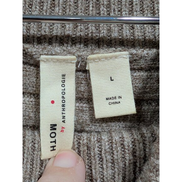 Anthropologie Moth Tisbury Turtleneck Pullover Sweater Tan Knit Womens Large - Picture 11 of 16